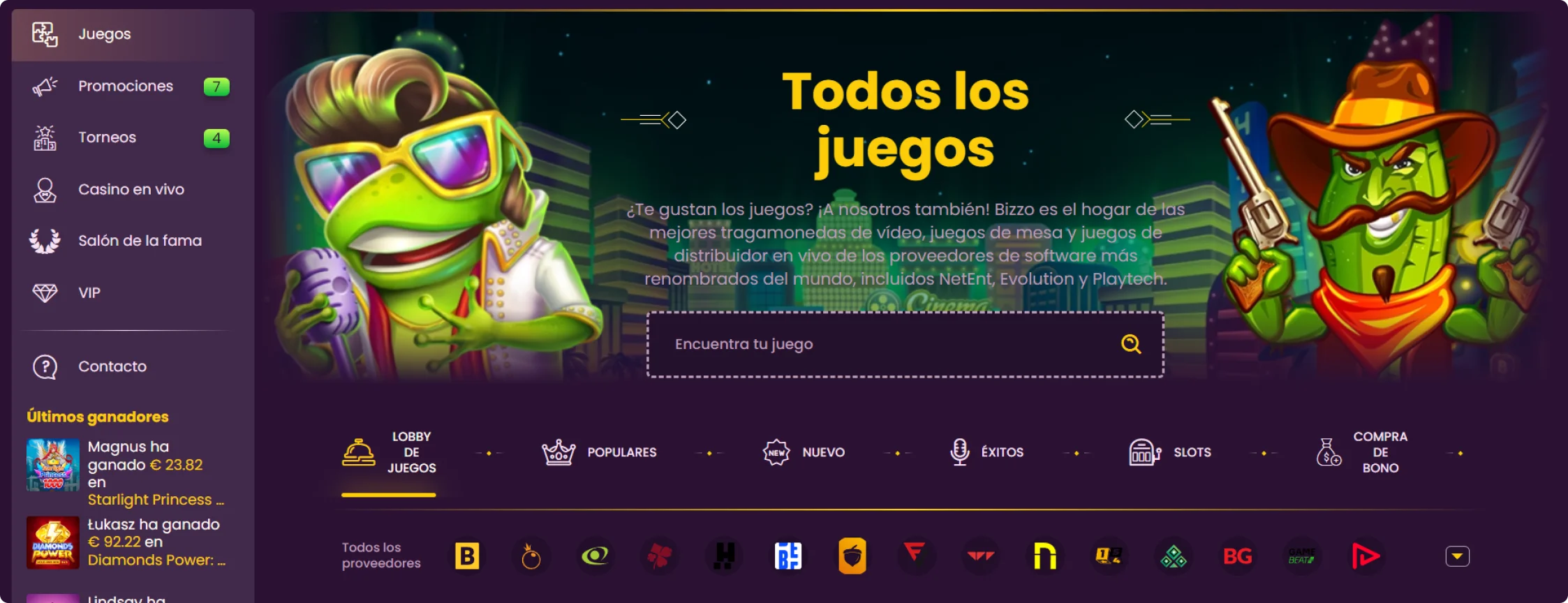 Casino Bizzo Juegos